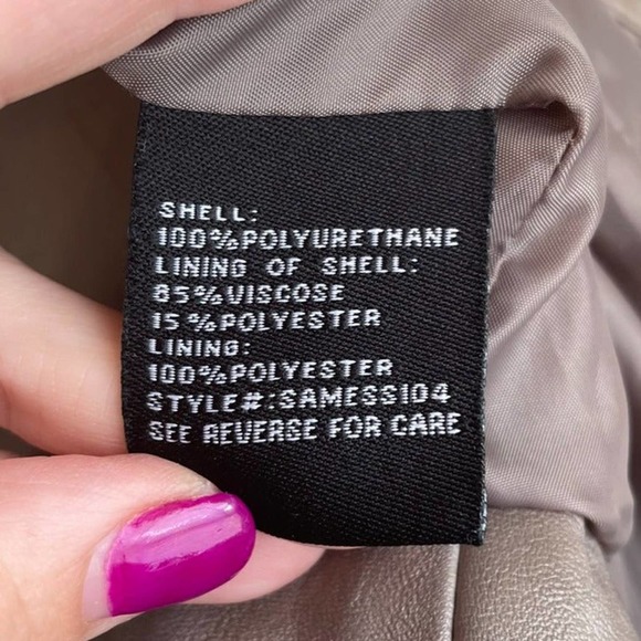 Blanc Noir Faux Leather Tan Brown Moto Jacket Asymmetric Front Zip Small - Picture 12 of 12